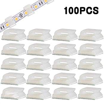 KINBOM 100Pcs Strip Light Mounting Clips Self Adhesive Strip Light Fixture Brackets Holder Wire Management Clip for 10mm 3//8 Wide LED Strip Light